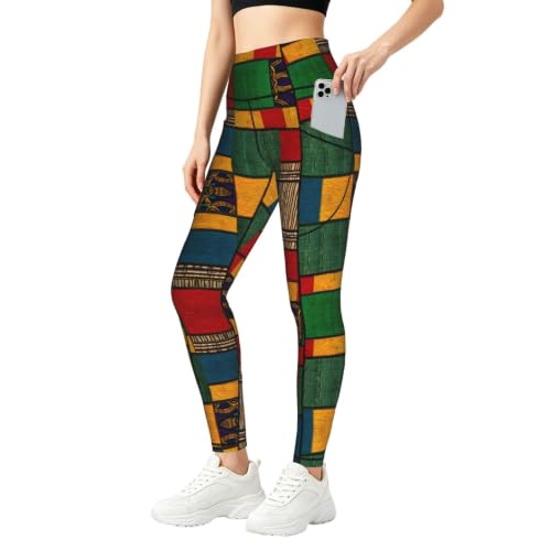 Pantalon de yoga pour femme avec poches et legging imprimé patchwork