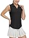 BGOWATU Women's Sleeveless Golf Polo Shirts Collared V Neck Tennis Tops Dry Fit UPF 50+ Workout Tank Lightweight Black M