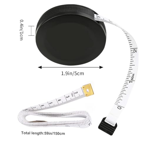 Cinta métrica flexible mini portátil 1.5m negra miniatura 2