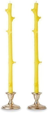 Stick Candles/Hemlock Casting/Beeswax/Pair