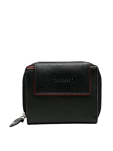 Teakwood Genuine Leather Solid Two Fold Wallet for Women (Black)-image-1