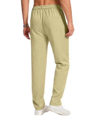 LVCBL Freizeithose Herren Regular Fit Stretch Softshellhose mit Elastische Taille Khaki XL