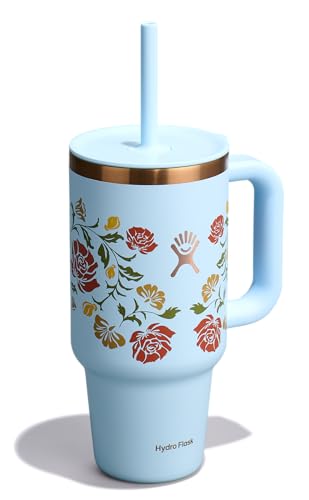 Image of Hydro Flask 32 Oz Travel Tumbler with Handle, Lid and Straw - Insulated Stainless Steel in Western Light Blue