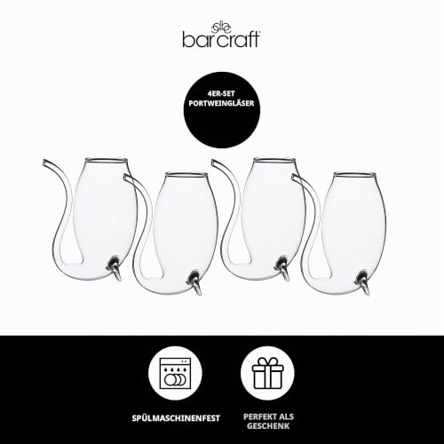 BarCraft Portwein-Trinkgläser, 4er-Set Portweinschöpfer, mundgeblasene Cognac-Gläser, 90ml Fassungsvermögen, 16 x 16 x 13cm, 1 Set – Ansicht 3
