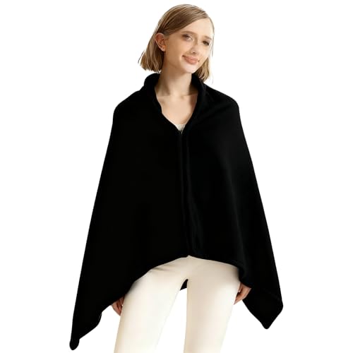 ZCJ Poncho Damen Winter - Dicker Fleece Umhang mit...