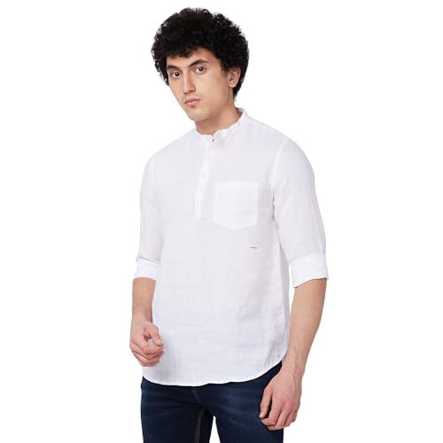 Image of Spykar Men's Regular Fit N /A Full Sleeve Solid Casual Shirts