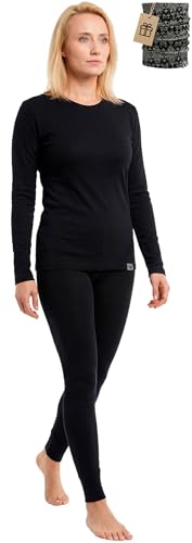Image of MERINNOVATION Merino Wool Base Layer Set for Women 100% Merino Wool Thermal Underwear Sets Lite - Midweight Top Tank Bottom