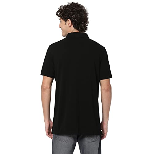 Image of Spykar Men's Slim Fit Polo Neck Half Sleeve Solid Casual T-Shirt