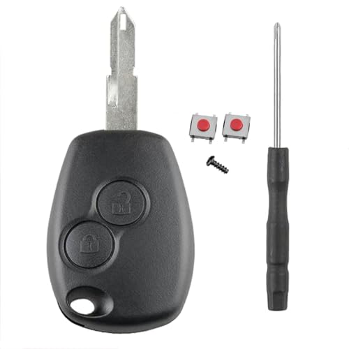 Coque Clé 2 Boutons Boîtier Compatible avec Renaul-t Clio 3, Kangoo 2, Modus, Master 3, Trafic 3, Twingo 2 ,Coque de Clef Plip Voiture Utilitaire...