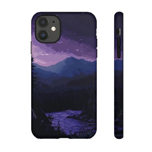 Coque iPhone 11 Violet paysage de nuit pour balades urbaines