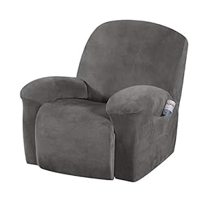 E EBETA Housse de Fauteuil Velours-Optique, Housse de Fauteuil à Oreilles Tissu Doux Polyester Protecteur pour Chaise Canapé (Gris)