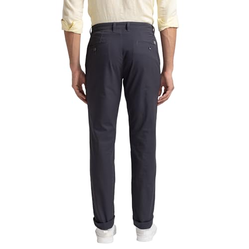 Image of Colorplus Men's Cotton Blend Solid Piece Dyed Pattern Contemporary Fit Flat Front Casual Trouser