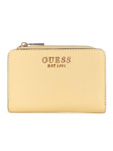 Image of GUESS Yellow Textured Zipper Laurel Zip Around Wallet