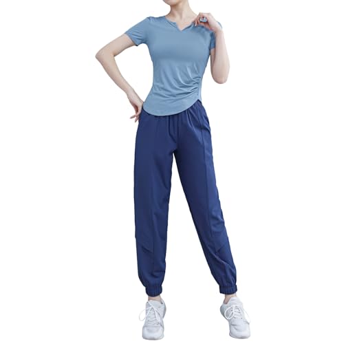 Ensemble 2 pièces femme anti-transpiration haut et pantalon stretch pour le pilates