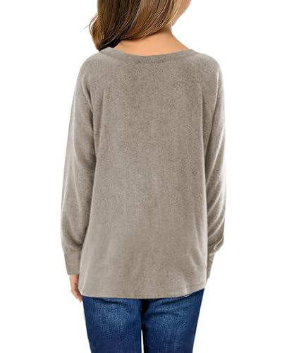 Girls Shirts for 6-13 Years Long Sleeve Crewneck Tops with Pockets2