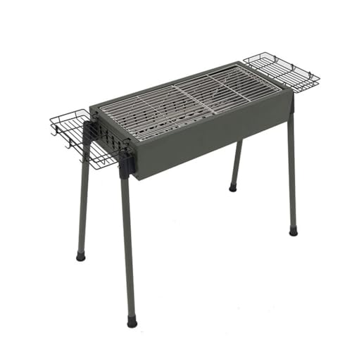 PNAJFUEL Parrilla de Barbacoa Desmontable para Exteriores, Pinchos para Barbacoa, Parrilla de Carbón sin Humo con Cesta de Almacenamiento/D/77X30X70Cm