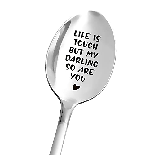 Life Is Tough but My Darling So Are You Löffel - Ermutigungsgeschenke für Damen und Herren Esslöffel mit Gravur aus Edelstahl Essstörungen, geistige Erkrankungen, Genesung Geschenke Frauen Männer Cover