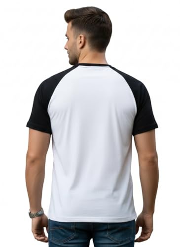 Image of Men's Raglan T-Shirt, Black with Grey Sleeves, Short Sleeve, Round Neck, Casual Wear