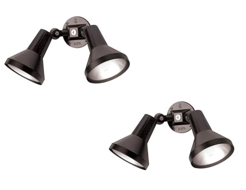 Ciata 15" Outdoor Security Flood Light 2 Head with Heavy Duty Cast Aluminum Body 150W PAR38 Weather Proof Black Finish (2 Pack)