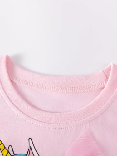 Image of HILEELANG Girls Skirt Set 2 Piece Outfit Cotton Tee Tulle Skirt Set | Soft Cotton Tee, Applique Detail, Layered Tulle Skirt with Lining, Lightweight Comfort for Toddler Little Girls