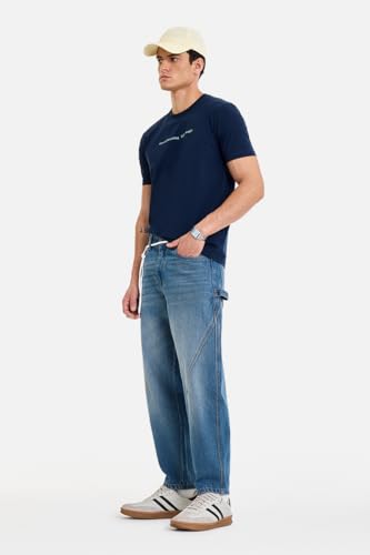 Image of SNITCH Men Jeans Streetwear | Balloon Fit Mid Rise & Acid Wash Design | 100% Cotton Breathable Fabric & Wide Leg Style for Urban Explorer & Casual Everyday Outings