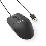 Amazon Basics 3-Button USB Wired Mouse with Scrolling and Tracking - Standard, Black