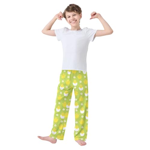 ZZXXB Chicken and Egg Boys Long Pants Soft Trousers Elastic Waist Kids Lounge Bottoms with Pockets S-XL2