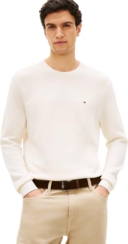 TOMMY HILFIGER Pull Homme Essential Structure Crew Neck Regular Fit, Ivoire (Ivory Petal), XL