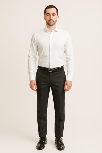 Image of Men's Premium White Linen Formal Shirt Slim Fit Breathable Office Wear Classic White Linen Shirt for Men Lightweight Formal Corporate Wear