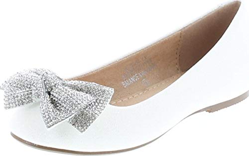 Gigi-1X Shimmer Bow Casual Slip On Prom Party Dress Ballet Flat Shoes