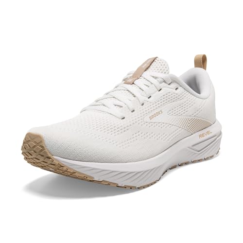 Brooks Men’s Revel 6 Neutral Running Shoe, Weiß/Khaki, 45.5 EU