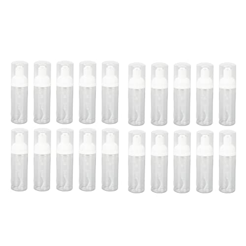 20 botellas con bomba de espuma de 50 ml para evitar fugas, botella dispensadora de espuma de viaje transparente para limpiador de manos DIY, crema de ducha, plástico resistente,