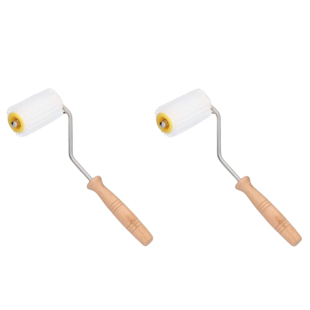 Xnuiasqe White 2Pcs Beekeeping Uncapping Needle Roller Kit For Honey Extracting, Home Garden Bee Tools