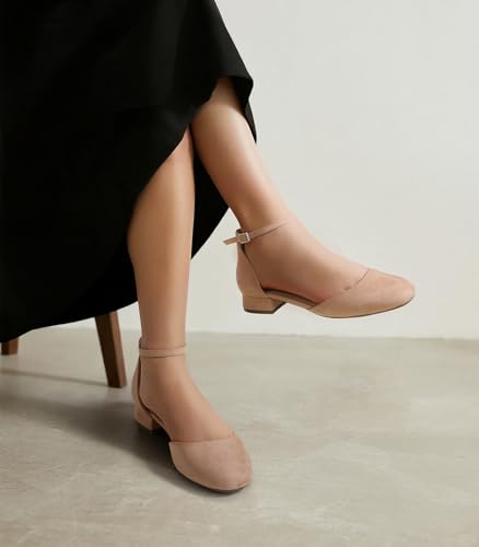 Image of Ankis Round Closed Toe Heels for Women, Low Block Heel Dress Shoes