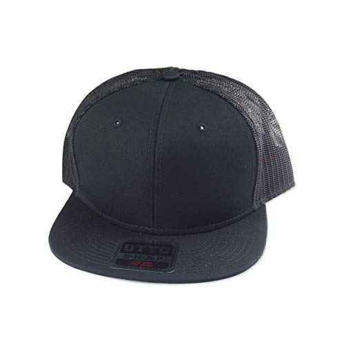 (�I�b�g�[) OTTO 141-1070 Cotton Twill Flat Visor Mesh Back Trucker Snapback Black �t���b�g�o�C�U�[ ���b�V���L���b�v �u���b�N 17866