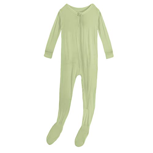 KicKee Pants Solid Color Footie with Zipper, Jammies, Stylish One-Piece Pajamas, Comfortable Sleepwear for Babies and Kids (Field Green - 3-6 Months)