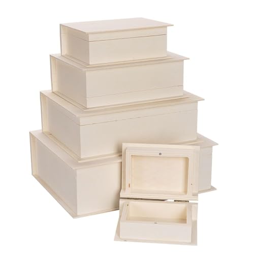 Ideen mit Herz | Set di scatole in legno | libri, scatola a forma di libro | con coperchio e chiusura in metallo | 5 pezzi | diverse dimensioni
