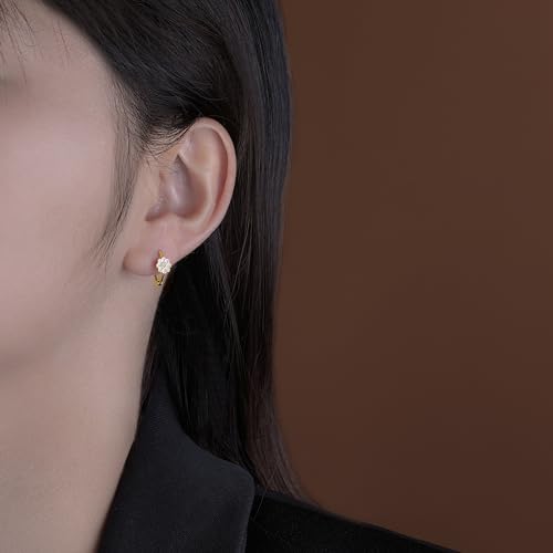 Reffeer Solid 925 Sterling Silver Daisy Flower Hoop Earrings for Women Teens Flower Hoop Earrings Spring Cartilage Helix Earrings2