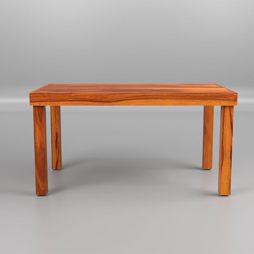 Image of Solid Sheesham Wood 6 Seater Dining Table Set with Cushioned Chairs for Dining Room | Living Room | Home & Office | Hotels Restaurant & Cafe (6 Seater, Honey Finish)