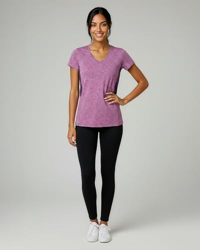 Image of Real Essentials 5 Pack: Women's Dry-Fit Short Sleeve V Neck T Shirt Workout Fitness Yoga Top Tee (Available in Plus Size)