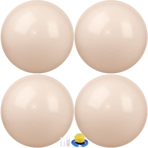 Image of Leyndo 4 Pcs 26 Inch Yoga Exercise Ball Pilates Pregnancy Birthing Fitness Ball with Quick Pump Anti Burst for Improved Posture, Balance, Yoga, Pilates, Training