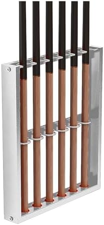 Wall-Mounted Pool Cue Holder, Metal Billiard Rack for 6/9/12 Cues, Durable Wall Stick Storage for Club, Bar, Lounge, Game Room (Black, 23.6in/60cm)