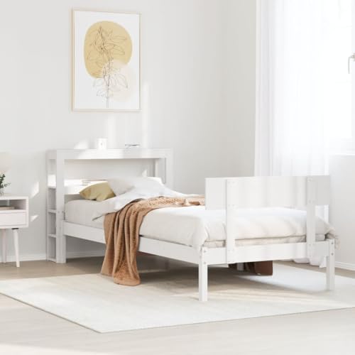 DYRJDJWIDHW somier Cama Juvenil Cama Individual Sofa Cama individualEstructura de Cama sin colchón Madera Maciza Blanca 90x190 cmAdecuado para dormitorios