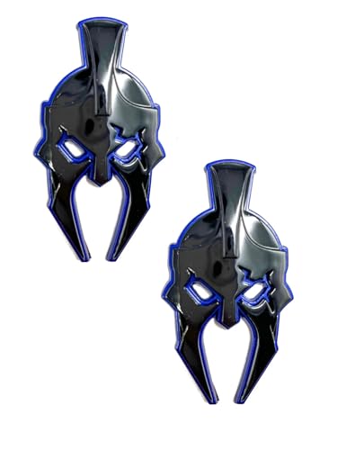 Image of 2Pcs Custom Gladiator Emblems Car Badge Left Right Side Sticker Compatible with Jeep Wrangler JL JK Gladiator Universal Car Vehicle, Truck, Motorcycle (Black Blue Line)