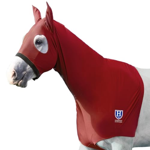 Image of Harrison Howard Stretch Horse Slinky Hood All-Covered Comfortable Horse Sleazy Neck with Zipper -Red Large