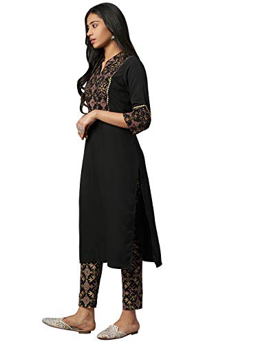 Image of ZIYAA Women's Crepe Kurta And Pant Set(ZIKUCR3150ANDPA-RL)