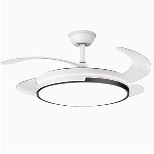 JUSKAQZYI Ventilador Techo lampara Ventilador de Techo con luz, 3 Cambios de Color, 6 velocidades de Viento, Adecuado para Dormitorio, Sala de Estar y Sala de Estar (Blanco) luz de Ventilador