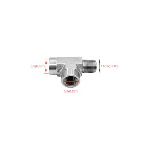 Image of 5602-06-06-06 Hydraulic Hose Adapter Fitting 3 /8 inch Male (3 /8 inch-18NPTF) x 3 /8 inch Female (3 /8 inch-18NPTF) x 3 /8 inch Female (3 /8 inch-18NPTF) Street Tee SAE Pipe Carbon Steel