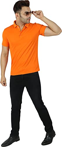 Image of Regular Fit Solid Men Polo Neck Collar T-Shirt Pack of 1 Orange