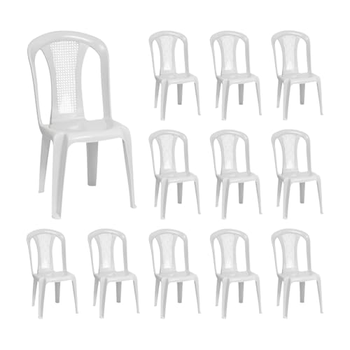 7H SEVEN HOUSE Pack 12 Sillas de Exterior Apilables sin Reposabrazos Napoli 49x42x88cm 7house